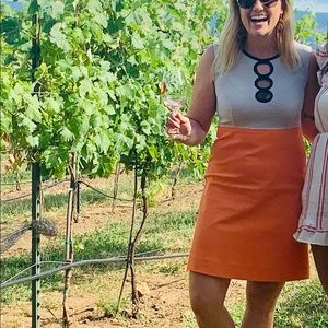 DVF orange and grey shift color block dress